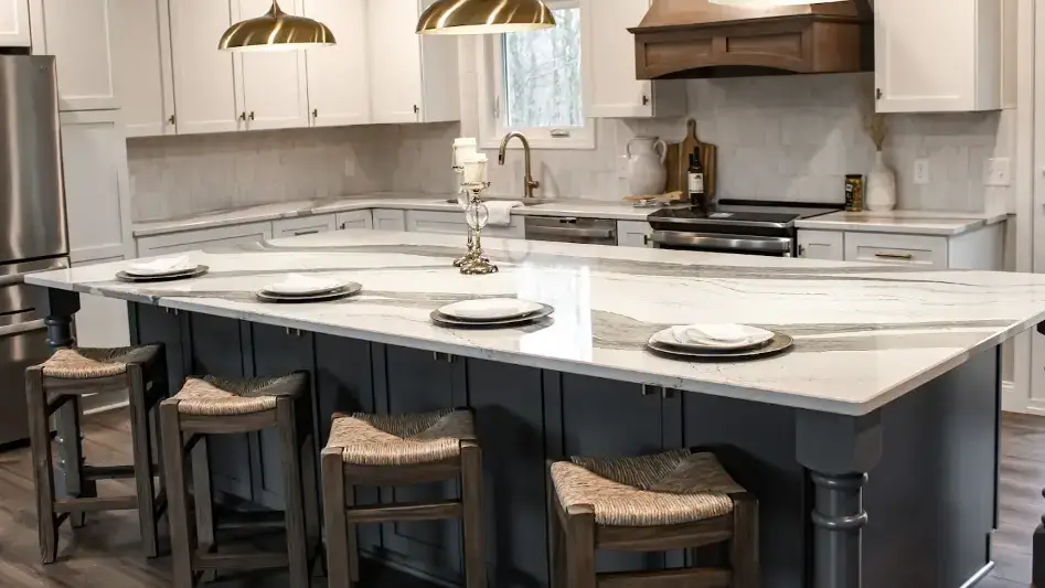 An incredible kitchen remodel with a large island in Northeast Ohio by Element Design Build Remodel.